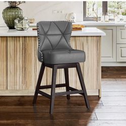 Zora Swivel Counter Stool with Nailhead Trim set of 1 Dimensions & Materials •Overall Size: 20"W x 20"D x 39"H Materials: Seat—Fabric  Frame—Solid Woo