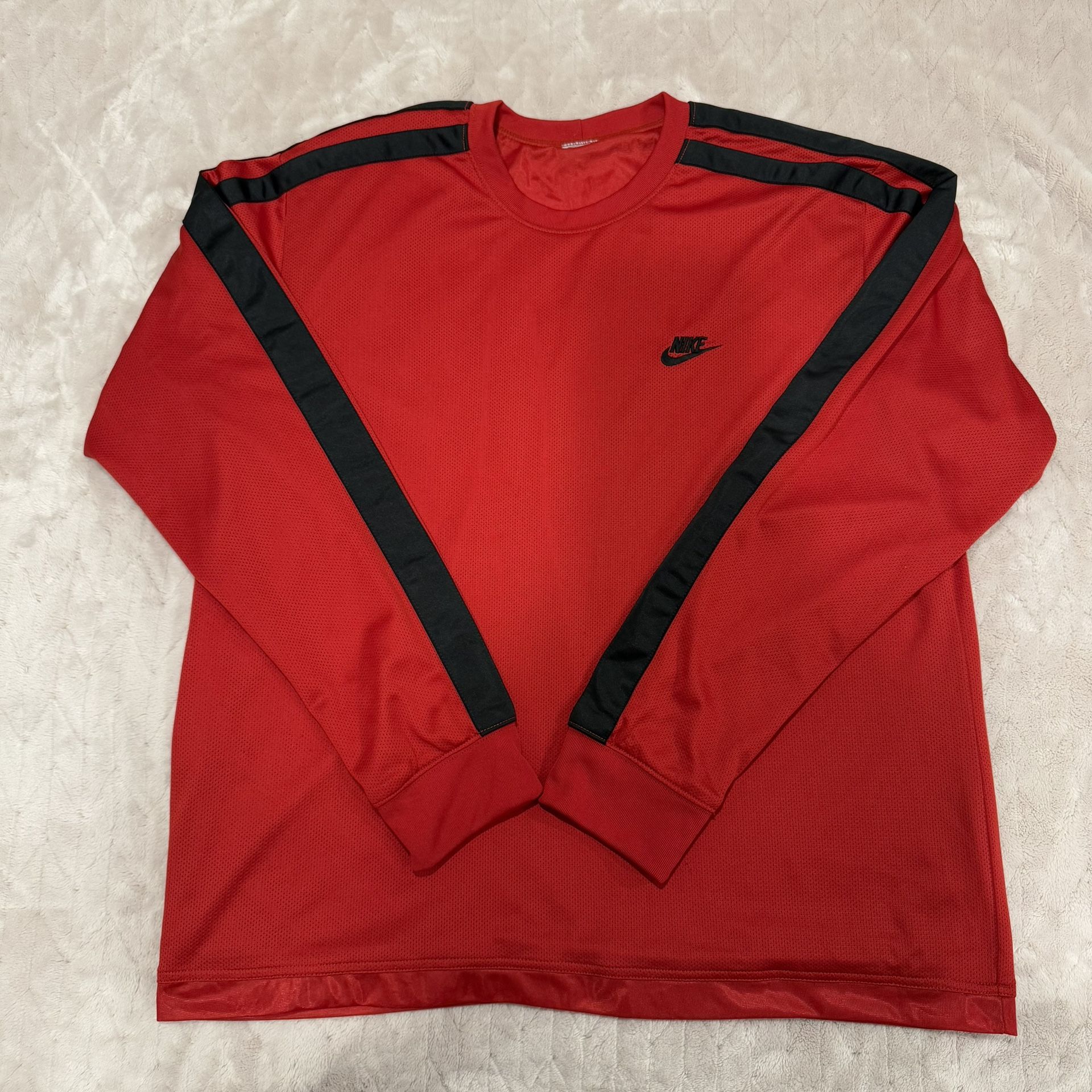 Nike Vintage Grey Tag Mini Swoosh Red Goalie Jersey Long Sleeve Shirt