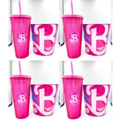 4x Barbie Movie Collectible 20oz Tumbler and Popcorn Tin BUNDLE