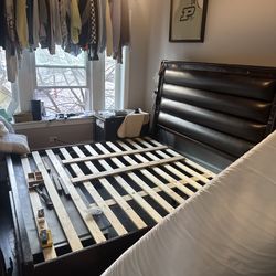 King size bed frame , headboard included with 2  storage drawers