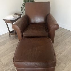 Tabacco Leather Chair & Ottoman