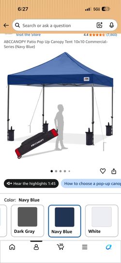 Brand new ABC Canopy 10’ x 10’ Commercial Pop-Up Canopy in Navy Blue. Never opened or used and still in the original box.
