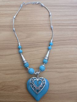 Boho Heart Shaped Turquoise Pendant Choker Necklace Silver Plated Bohemian NEW