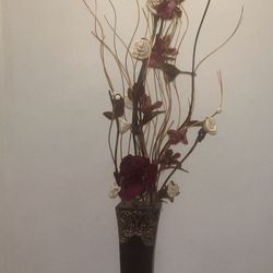 Artificial Tall Flowers In Ceramic Vase
