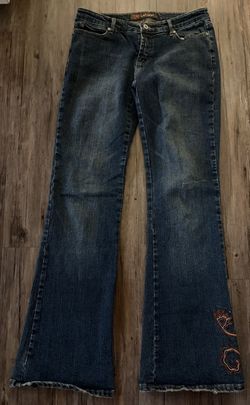 Vtg Wet Seal Low Rise Dark Wash Flare Jeans Embroidered Sz 7