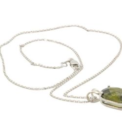 Women's 14k White Gold Green Tourmaline Pendant on Necklace 4.00 CT 4.3g #31753