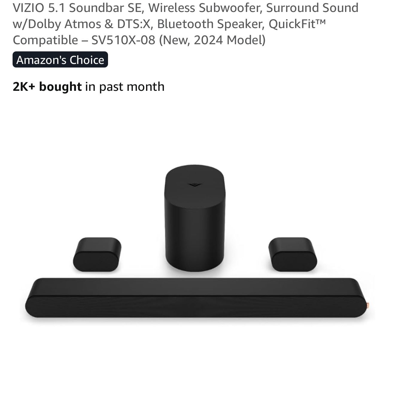 Fairly Used Vizio Soundbar W/ Subwoofer