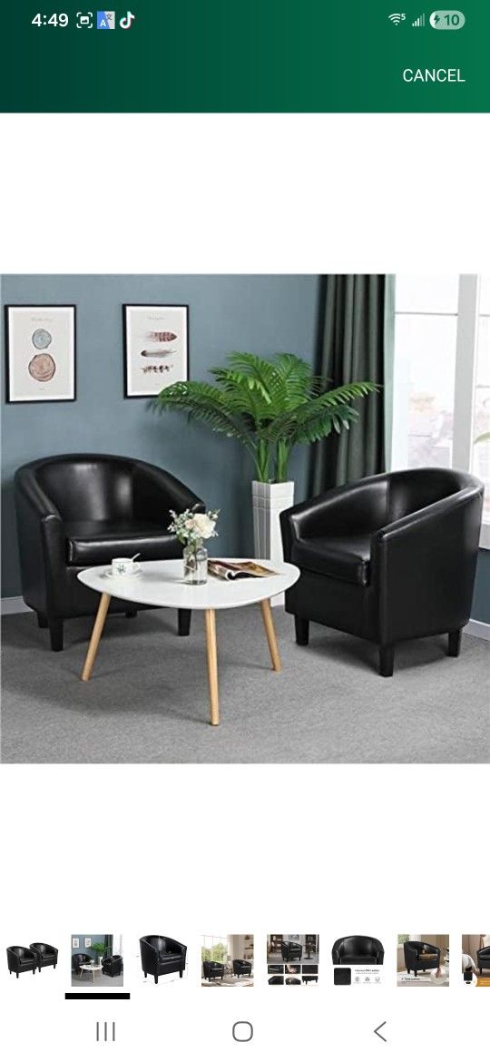 Accent Chairs Set od Two Black Pu Leather