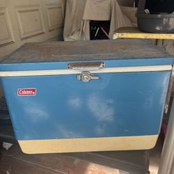 1970 Vintage Coleman Blue Metal Cooler