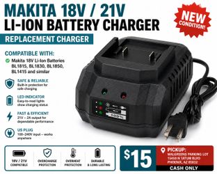 Battery Charger-Makita-18V 21V Li-Ion Battery Charger US Plug Replacement Lithium Battery Charger For Makita BL1815 BL1850 BL1830 BL1415
