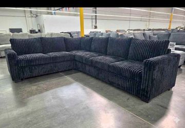 Black jumbo Corduroy L-Shaped Sectional Sofa new in box