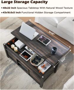48" Farmhouse Lift Top Coffee Table with Sliding Barn Door,Rustic Center Table with Hidden Storage Compartment,Lifting Tabletop and Adjustable Shelf