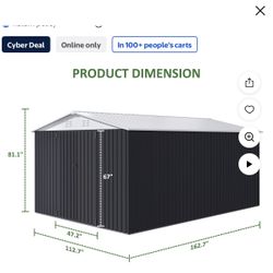 Brand New Storage Shed, Dimensions: 81.1" H x 112.7" W x 162.7" L