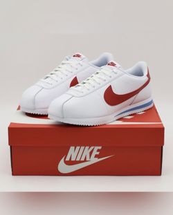 Leather Nikes Women Size 10 Sneakers Shoes Nike Cortez Sneakers – White, Red & Blue