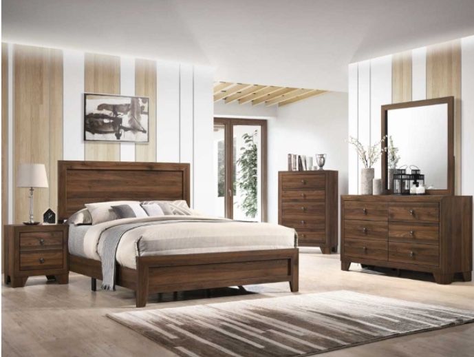 Millie cherry bedroom set 4 PC. Bed frame, night stand, dresser and mirror $599