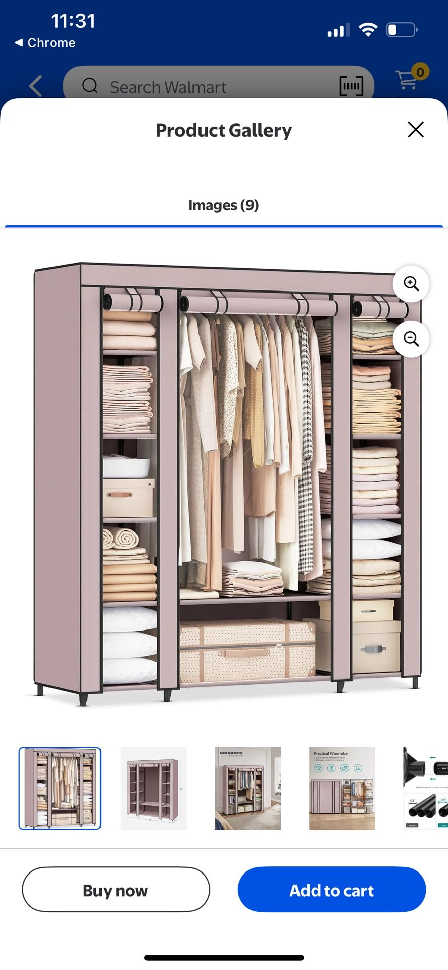 SONGMICS Closet Wardrobe, Portable Closet for Bedroom, Clothes Rail with Non-Woven Fabric Cover, Clothes Storage Organizer, 59 x 17.7 x 69 Inches, 12