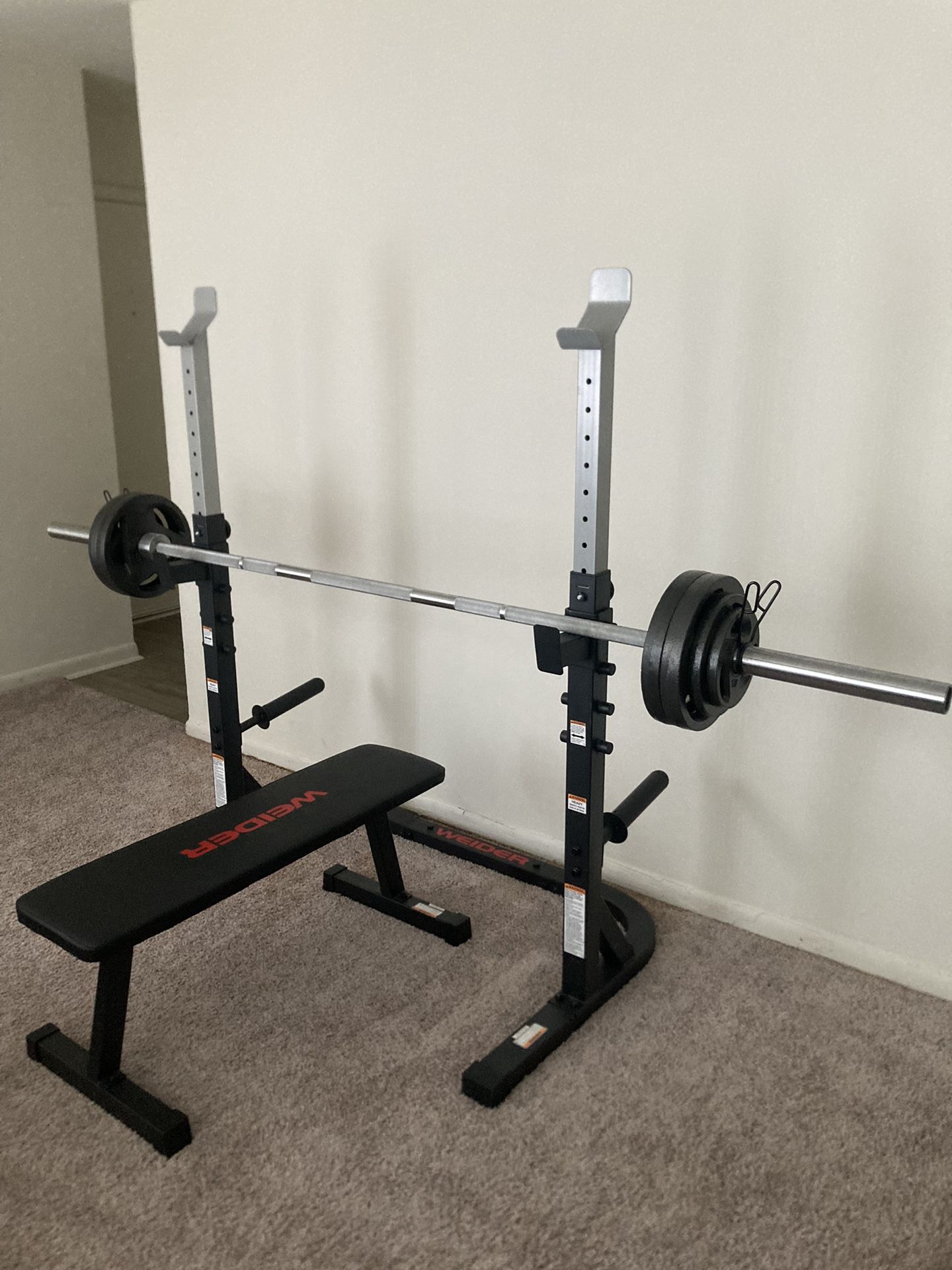 Complete Home Gym Package – StrongArm Sports Squat Bar, Weider Benches, & 130lb Cast Iron Weight Set