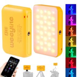 New! RGB LED Camera Light, App Control Small LED RGBW Video Light Multi Color Portable Photography Lighting with Built-in Battery Type-C Charging Mini