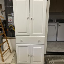 White Tall Cabinet 4 Doors & Drawer