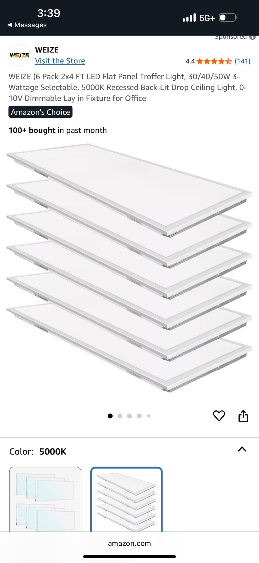 WEIZE (6 Pack 2x4 FT LED Flat Panel Troffer Light, 30/40/50W 3-Wattage Selectable, 5000K Recessed Back-Lit Drop Ceiling Light, 0-10V Dimmable Lay in F