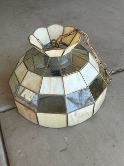 VINTAGE Tiffany Style Slag Glass Hanging Lamp
