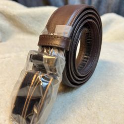Men’s Genuine Brown Leather Belt Classic Smooth Finish Durable & Adjustable