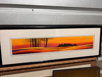 Framed Sunset Landscape Panoramic Art Print