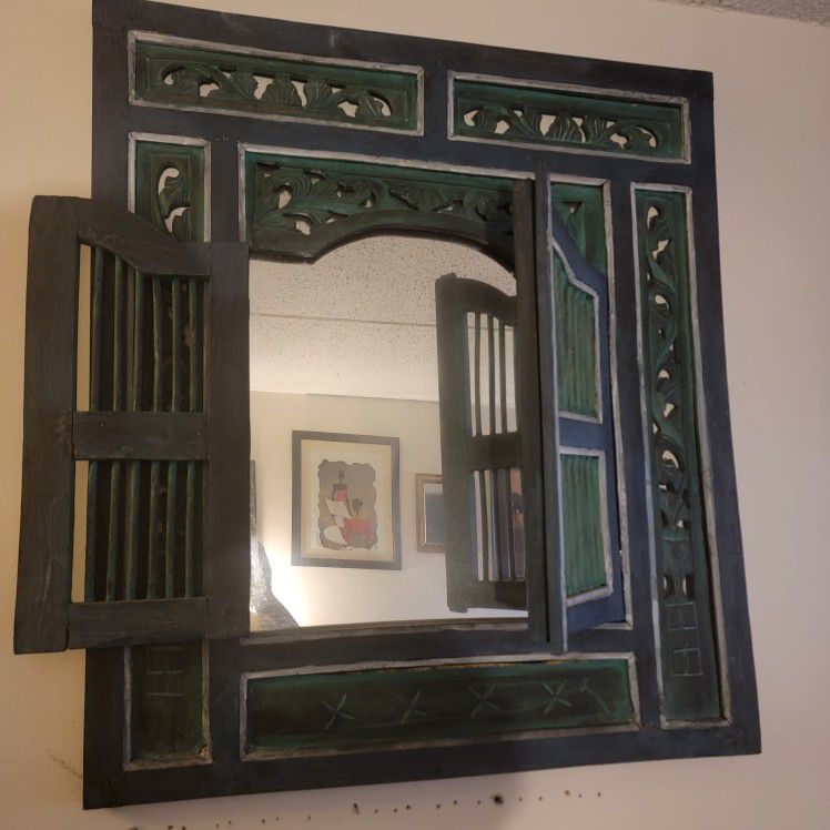 Antique Finish Mirrored Window Frame