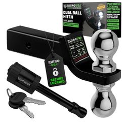 Heavy Duty Reversible Tow Hitch for 2in and 2 5/16in Trailers. Weatherproof, Anti-Theft Locking Pin Included. Black