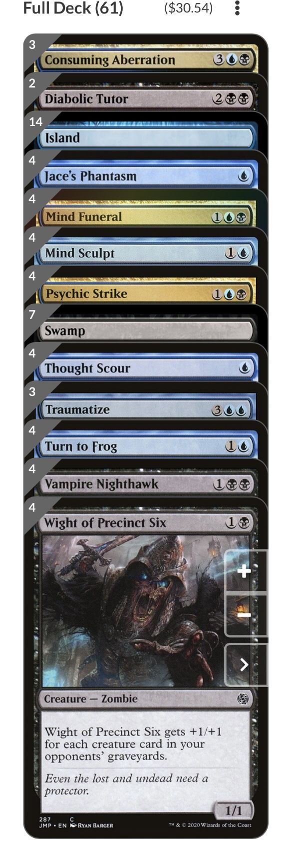 MTG Modern Mill Deck Blue-Black Sleeved 61 Card Deck