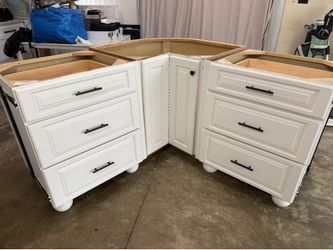 White Lazy Susan and (2) Drawer Bases