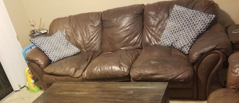 Three seat leather couch
