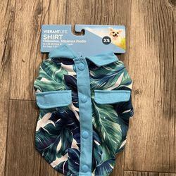 Dog Shirt Palm Tropical Blue Leaves 