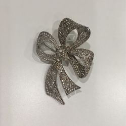 Vintage Kenneth Jay Lane Rhinestone Large Bow Brooch 