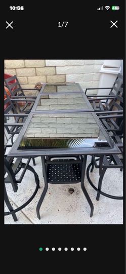 Outdoors Aluminum 6 Person Table W Dark Glass  Was $1,100 +tax