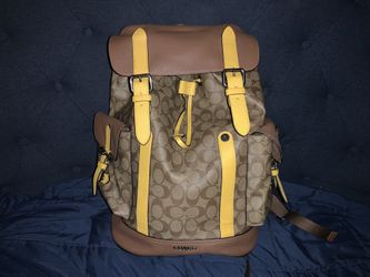 Coach Hudson Color Block Leather Backpack Brown Large Capacity Unused