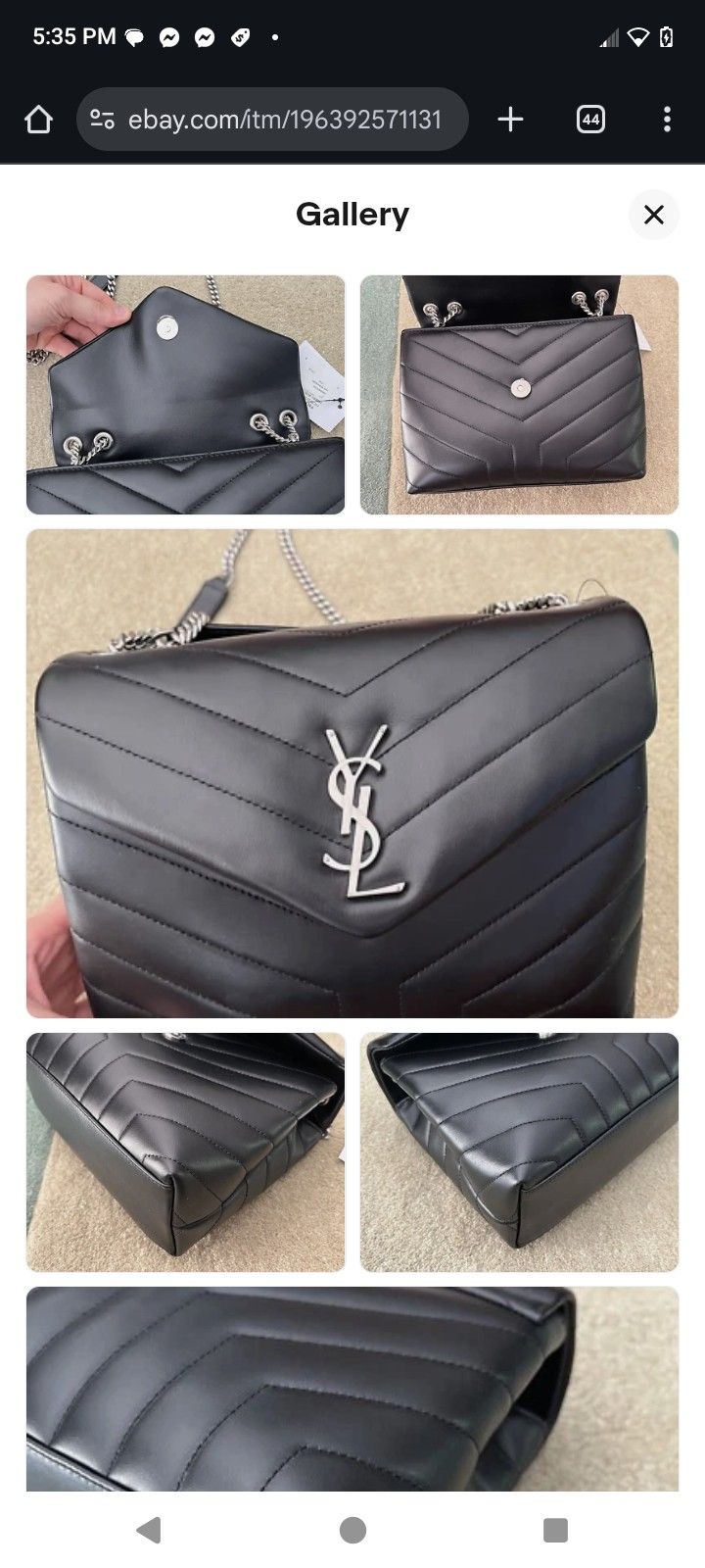 YSL Saint Laurent LouLou Small Black Silver Leather Shoulder Bag