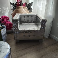 Silver Chair & Ottoman 