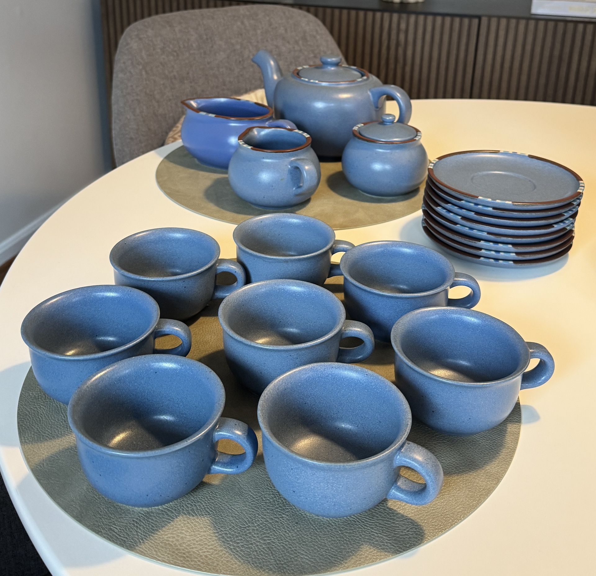 Vintage Dansk Mesa Sky Blue Tea Set