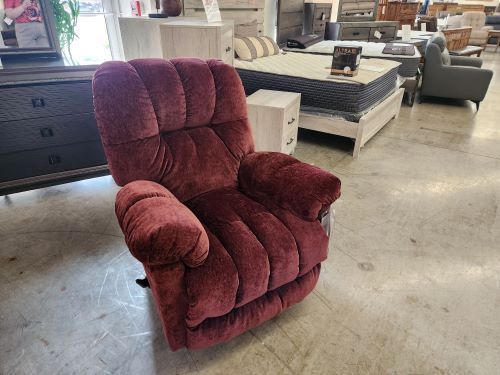 McGinnis Recliner RED velvety Fabric! Cushy COMFY