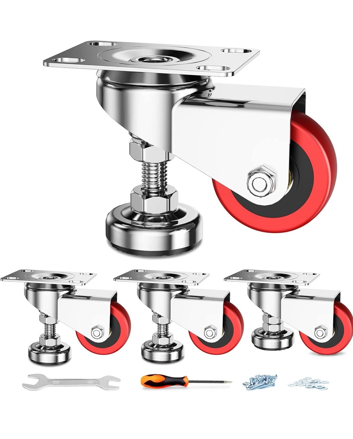 Low profile casters With Locking Foot.