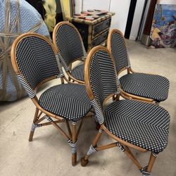 Vintage Boho Woven Resin Rattan Cafe Chairs - Set of 4 - Excellent Condition- Retail: $895