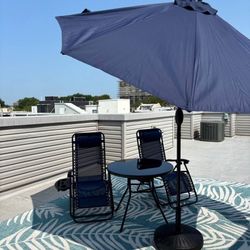Navy Blue Umbrella and Weighted Base 
