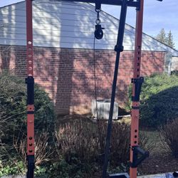 Weight Rack, Olympic Bar, And Weights Set