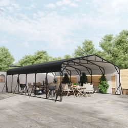 Carport Canopy 20'X30' Heavy Duty Car Port Galvanized Steel Roof, Reinforced Stable Triangle Frame for Snowy Windy Metal Carports Enhanced Base Car Te