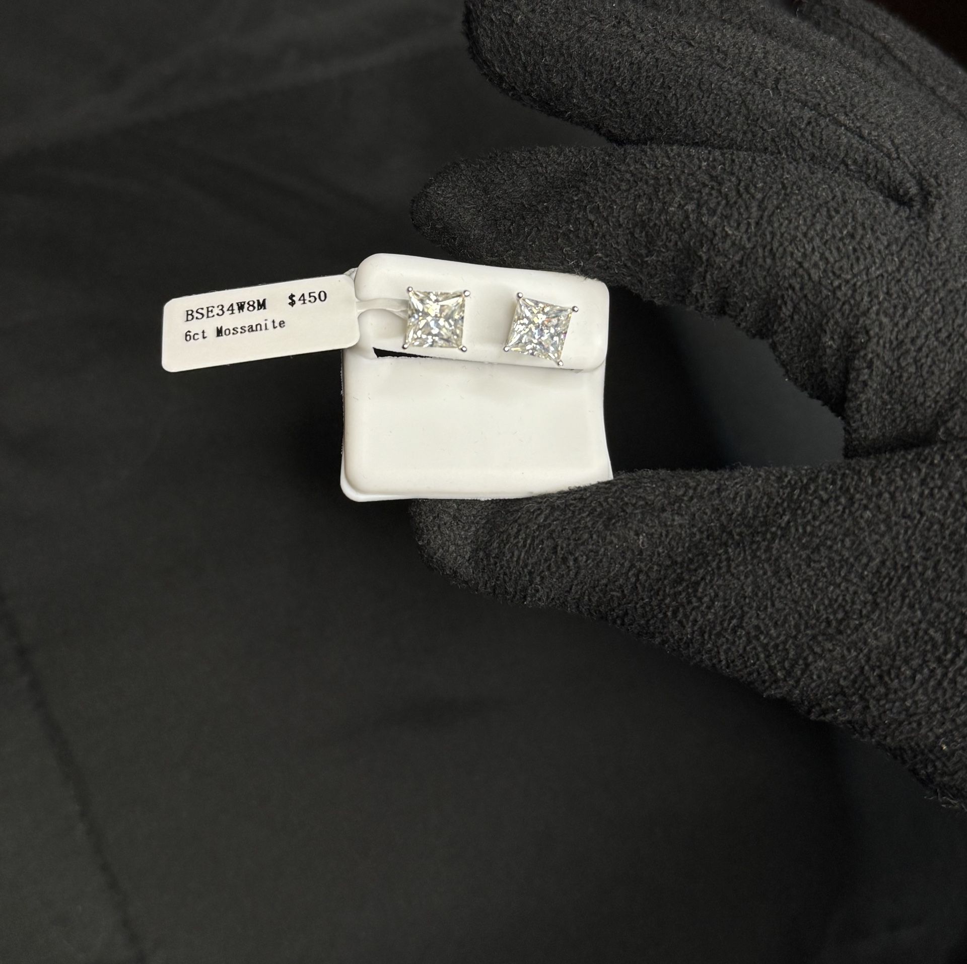 6.00 Ct Princess Cut Moissanite Solitaire Stud Earrings Real 925 Sterling Silver