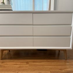Mid-Century White Wood Crate and Barrel Dresser