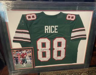 Jerry Rice Signed Collage Framed Jersey