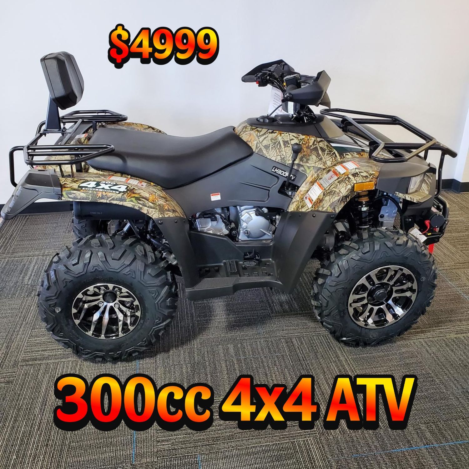 4x4 ATV For Sale in Sacramento! Brand New 300cc 4x4 Utility Quad, Water-Cooled, Winch, Hitch, 24” Tires & Hydraulic Brakes!