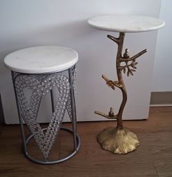 Marble Top Accent Side Tables Set of 2
